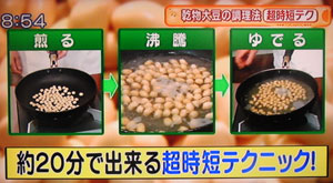 大豆を一晩水につけなくても短時間で簡単に戻せる調理方法